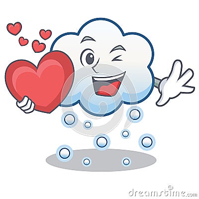 With heart snow cloud character cartoon Vector Illustration