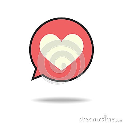 Heart in speech bubble icon. Cartoon Illustration