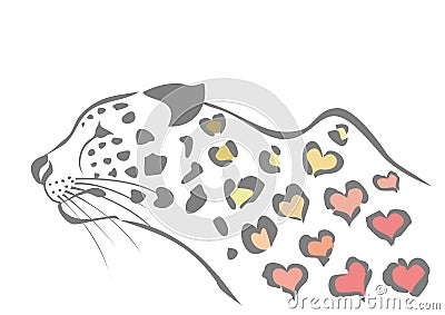 Heart spotted leopard Vector Illustration