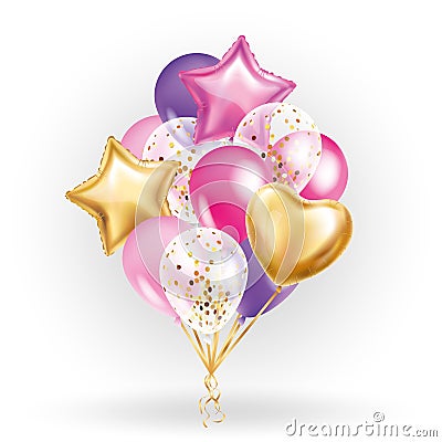 Heart star Gold balloon Bouquet Stock Photo