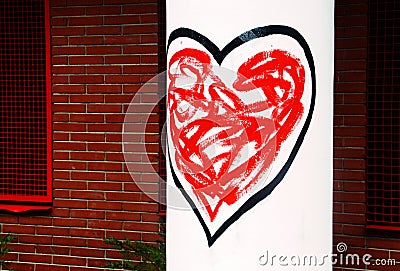 A heart drawn on a column. Madrid Spain. Editorial Stock Photo