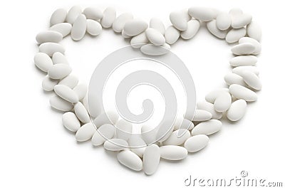 Heart of sugared almonds Stock Photo