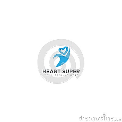 Heart Super Logo with abstract people Vector Illustration