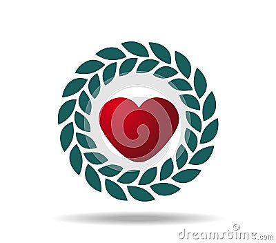 A heart surrounded by a laurel wreath Vector Illustration