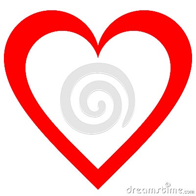 Heart symbol icon - red simple outlined, isolated - vector Vector Illustration