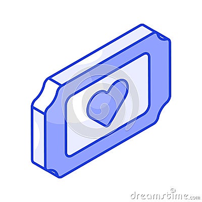 Heart symbol inside cinema ticket denoting concept icon of valentine ticke Vector Illustration