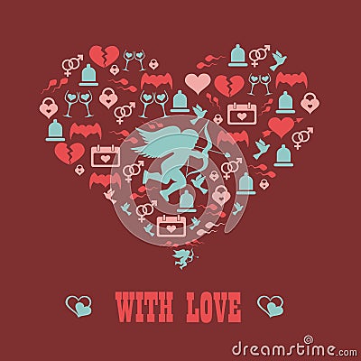 Heart symbol of love. With love. Romantic concept Vector Illustration