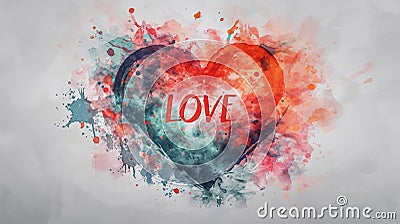 Heart symbol and love text on white background for valentine s day or relationship concepts Stock Photo