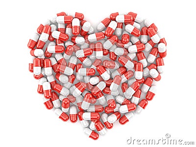 Heart symbol made from pills Stock Photo