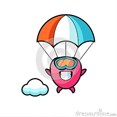 Heart symbol mascot cartoon is skydiving with happy gesture Vector Illustration