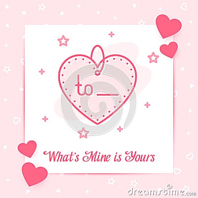 Heart tag valentine card love text icon vector Vector Illustration