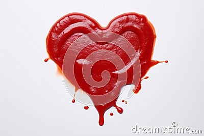 Heart tasty ketchup. Generate AI Stock Photo