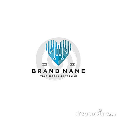 Heart tech logo design vector Vector Illustration