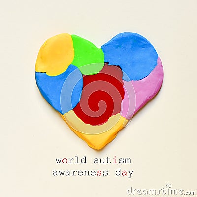 Heart and text world autism awareness day Stock Photo