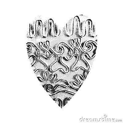 Heart texture with ornament inside on a white background . EPS8 vector Vector Illustration