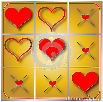 Heart Tic Tac Toe Illustration Stock Photo