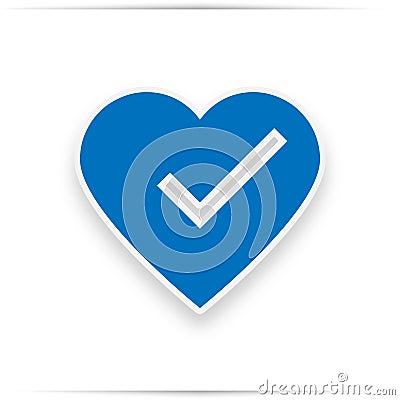 Heart and tick icon in blue color Stock Photo