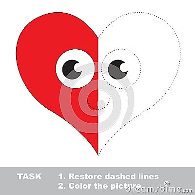 Heart to be colored. Vector trace game. Vector Illustration