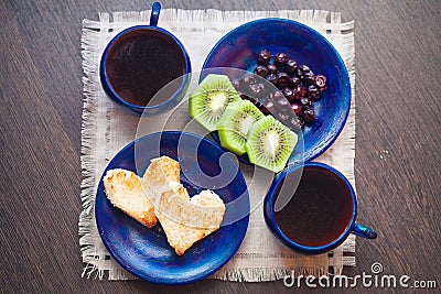 Heart toast for Breakfast Stock Photo