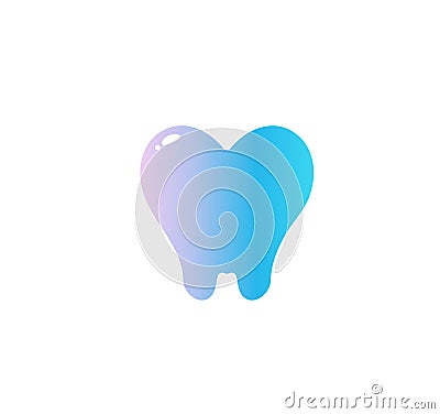 Heart with Tooth Root, flat cartoon style vector logo concept. Dentistry isolated icon on white background. Dentist Vector Illustration