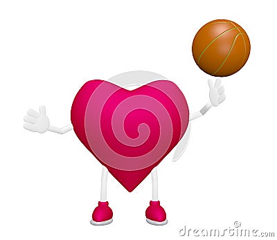 Heart training with basketball heart health sport concept Stock Photo