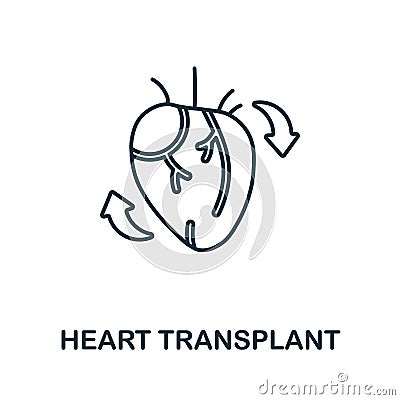 Heart Transplant line icon. Element sign from transplantation collection. Flat Heart Transplant outline icon sign for Vector Illustration