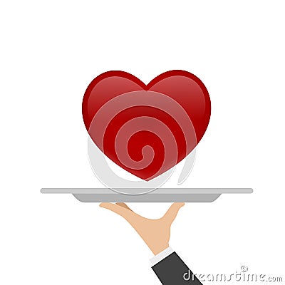 Heart on tray Vector Illustration