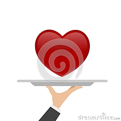 Heart on tray Vector Illustration