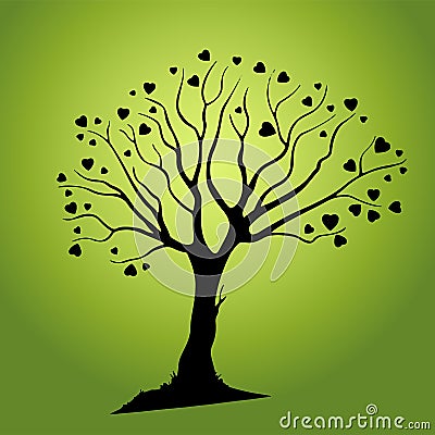 Abstract spring love tree with hearts isolated Stock Photo