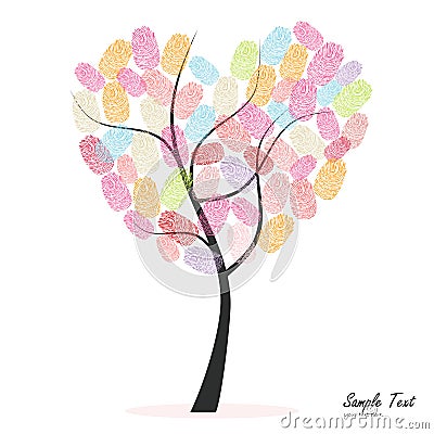 Heart tree with colorful finger prints vector Vector Illustration