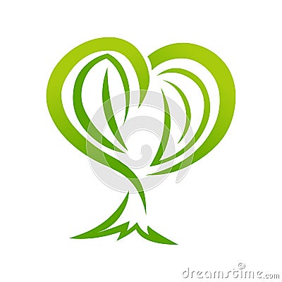 Heart tree eco friendly illustration.Abstract tree logo Vector Illustration