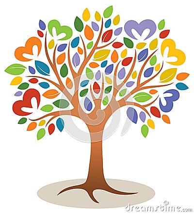 Heart Tree Logo Vector Illustration