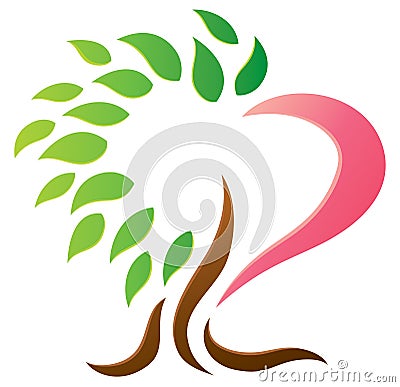 Heart Tree Logo Vector Illustration