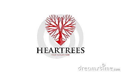 Heart Tree Logo Vector Illustration