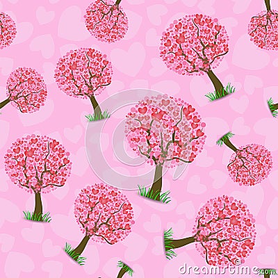 Heart Tree Pattern Vector Illustration