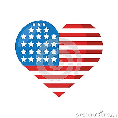 Heart with usa flag icon Vector Illustration