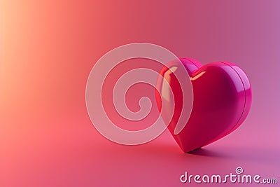 Heart in Valentine Day concept in 3D illustration style on a colorful background with Generative AI Cartoon Illustration