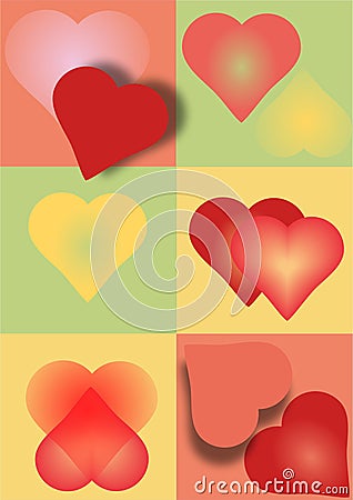 Heart valentine day red orange tender card Vector Illustration