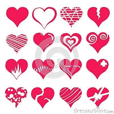 Heart Valentine Icon Set Vector Illustration