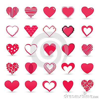 Heart valentine icon set Vector Illustration