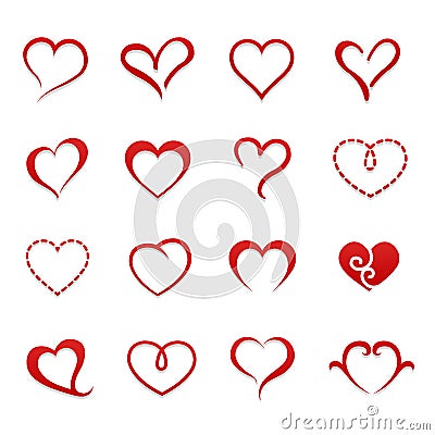 Heart valentine icon set Vector Illustration