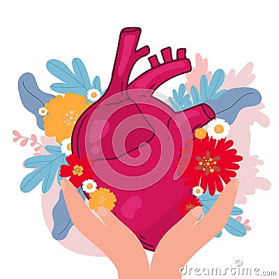 Heart vector design. Realistic anatomy pictures. Human body internal organs, Vector Illustration