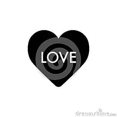 Heart vector icon. Black and white love illustration. Solid linear icon of heart. Vector Illustration