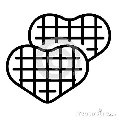 Heart waffle maker icon outline vector. Iron machine Vector Illustration