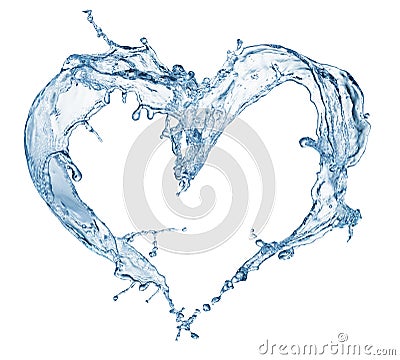 Heart from water splash with bubbles Stock Photo