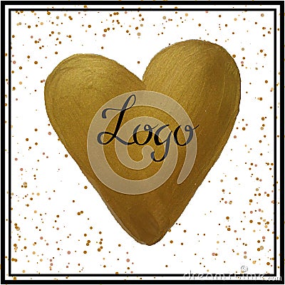 Heart watercolor gold Vector Illustration