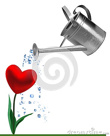 Heart and watering can Vector Illustration