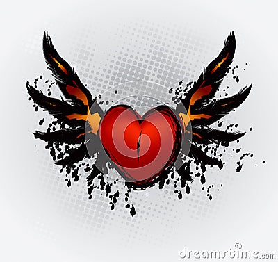 Heart Wings Vector Illustration