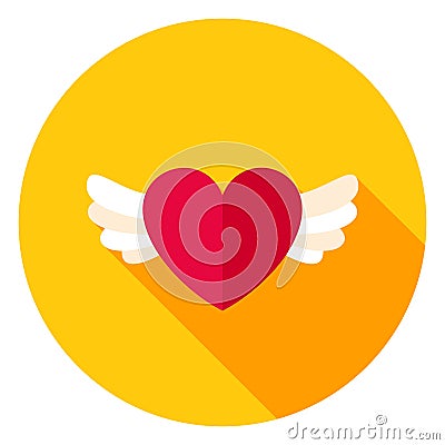 Heart with Wings Circle Icon Vector Illustration