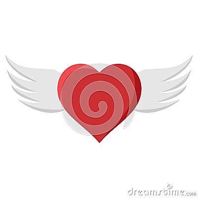 Heart with wings isolated on white background. Love and mercy concept. Winged heart. Vector illustartion Vector Illustration